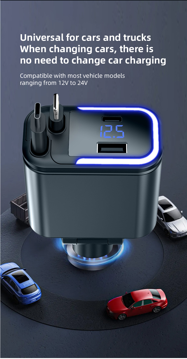 Car Charger Adaptor 120W Fast  - огляд і ціна Tethering Cable Usb