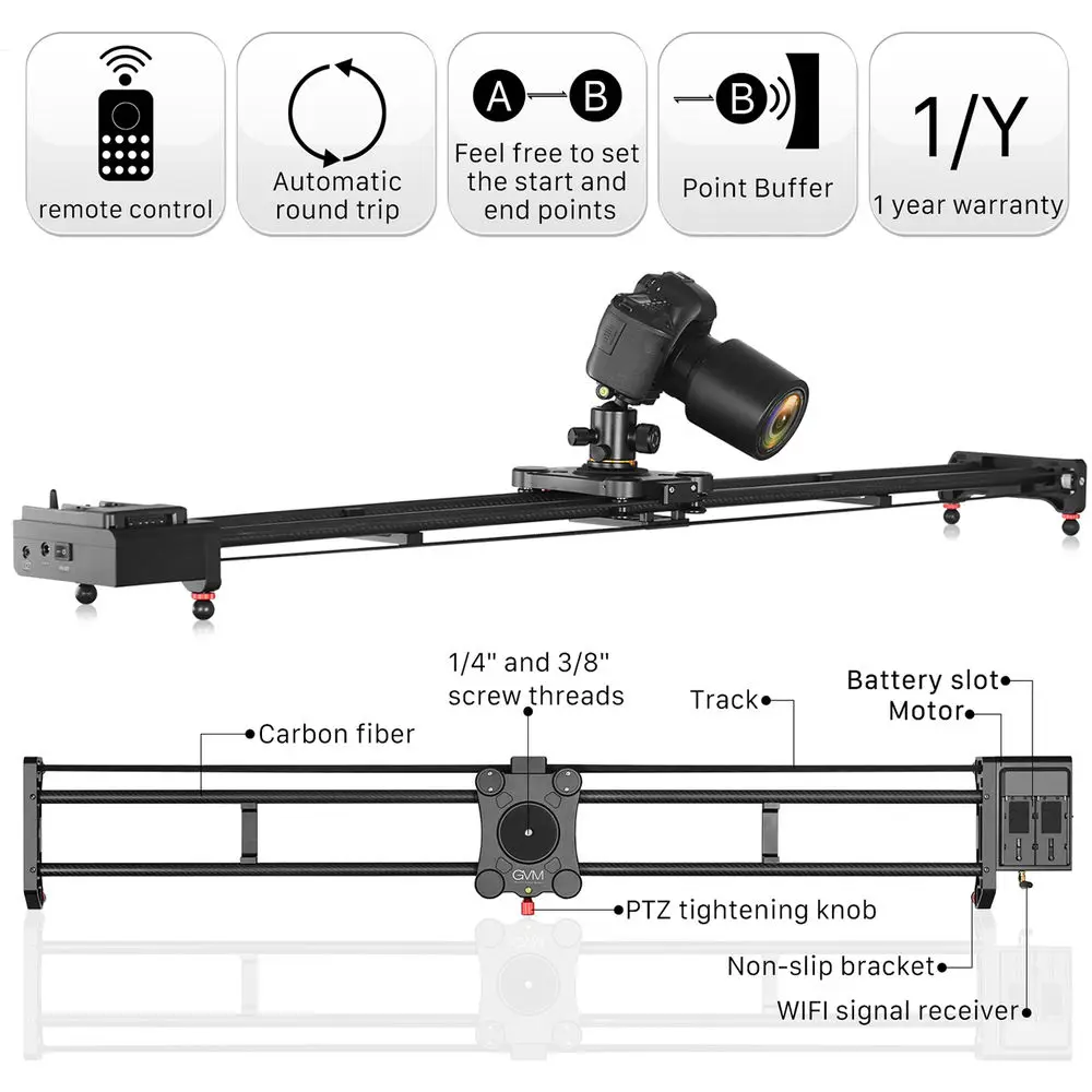 GVM GT-120WD 47inch Motorized  - огляд і ціна Camera Slider Rail