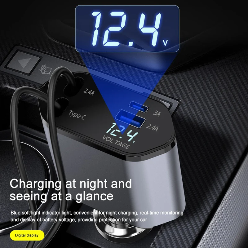 120W 4 in 1 retractable car ch - огляд і ціна Tethering Cable Usb